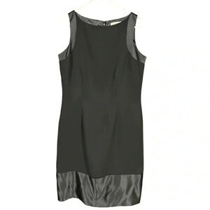 Amanda Smith Women's Black Sleeveless Shift Dress Satin Trim Size 8